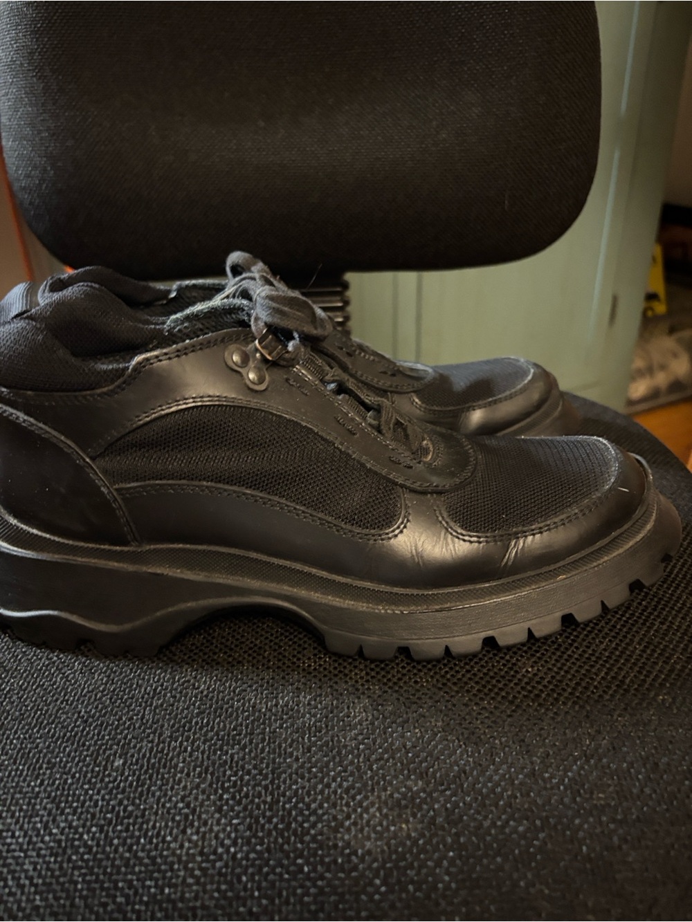 Prada Black Lace-Up Platform Sneakers - Picture 2 of 5